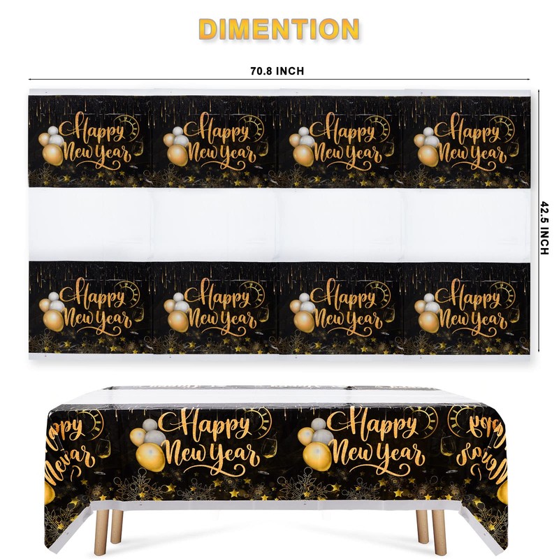 MiniRed Happy New Year Plastic Table Cloth for Parties, Plastic