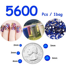 5600pcs Resin Flatback Rhinestones for Crafting, Blue Silver Back, 4mm SS16 Craft Rhinestones Beads,Non-Hotfix, Dark Blue Gems Stones Diamonds Beads for DIY Nail Art Decoration, Tumblers,Mugs Decor