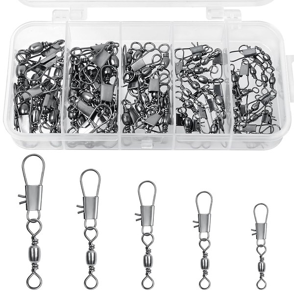 YUFETY 50 Pcs Fishing Swivels Sea Fishing Swivels and Clips