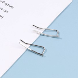 Yheakne Boho Bar Ear Climber Earrings Silver Bar Ear Crawler Earrings Geometric Minimalist Earrings Jewellery for Women and Girls (Silver), Alloy Steel Silver
