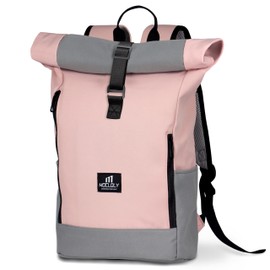 MOCLOLY Roll Top Backpack Womens & Mens, Waterproof Rolltop Backpack - Daypack fit 17 Inch Laptop Rucksack for Travel, Casual or Hiking - Pink