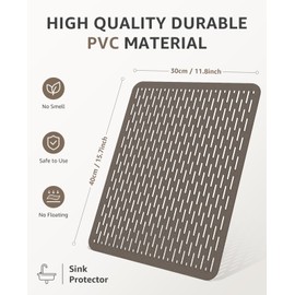 Bligli Mesh Sink Mat, 15.7 x 11.8inch Sink Prtector Mats for Kitchen Sinks, PVC Eco-Friendly Sink Protectors for Bottom of Sink, Fast Draining, Easy Cleaning, Clear Gray