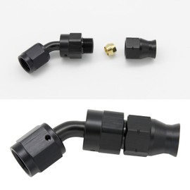 KRD PERFORMANCE 45 Degree 4AN Female Flare to 1/4" (6.3mm) OD Fuel Hardline Tube Adapter Fitting Aluminum Black