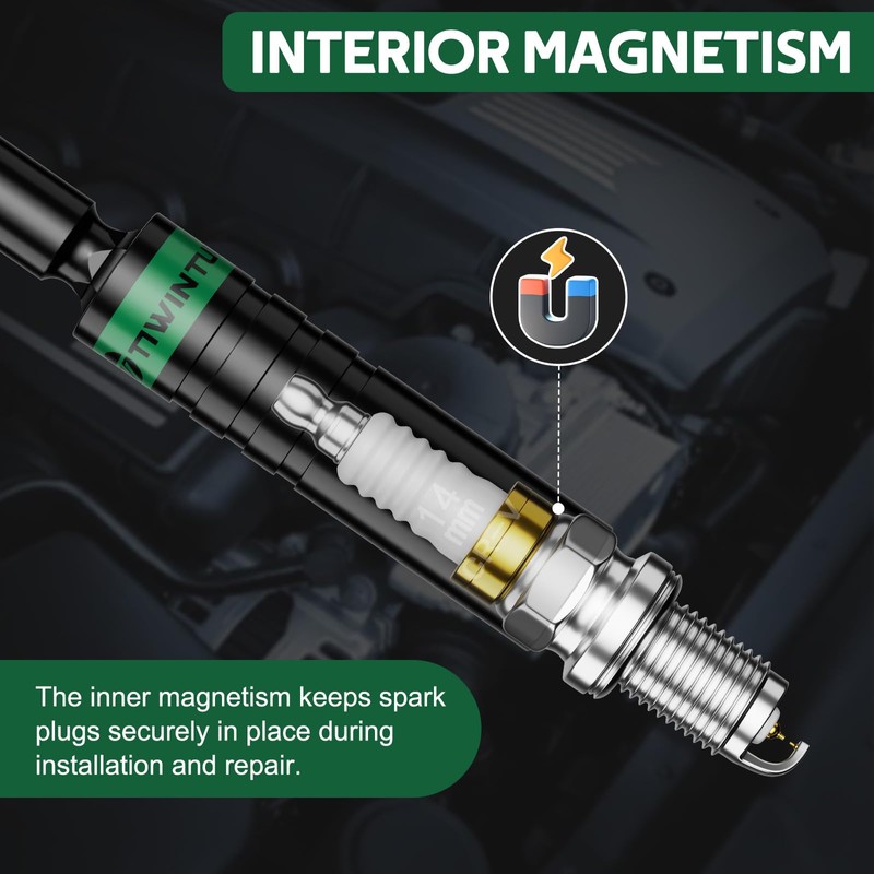 TIWINTUL 14mm Swivel Magnetic Spark Plug Socket, 3/8" Drive x