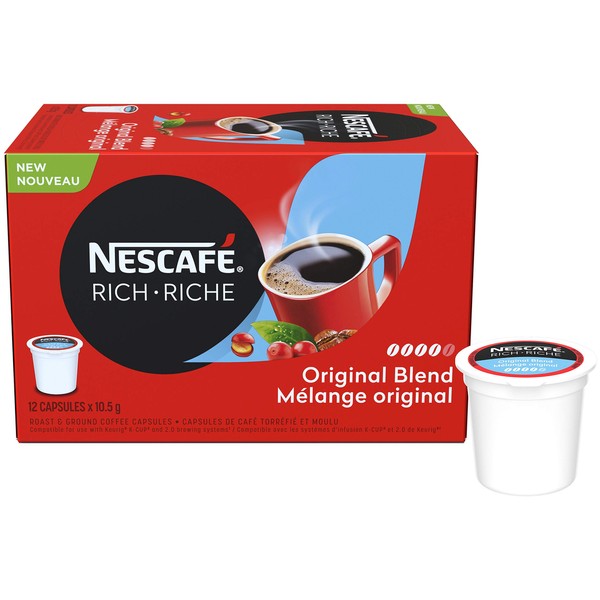 Nescafe Rich Original - Cápsulas de café (12 x 10,5 g, importadas de Canadá)
