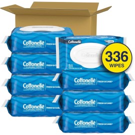 Cottonelle FreshFeel Flushable Wet Wipes for Adults and Kids, 8 Flip-Top Packs