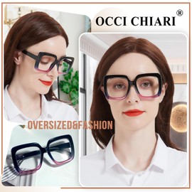 OCCI CHIARI Blue Large Reading Glasses Women Nerd Readers 1.75x(1.0 1.25 1.5 1.75 2.0 2.25 2.5 2.75 3.0 3.5 4.0 5.0 6.0)