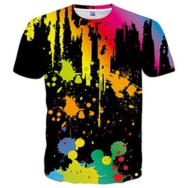 Hgvoetty Unisex Graphic Tees for Men Women 3D Printed Colorful Shirt Black M