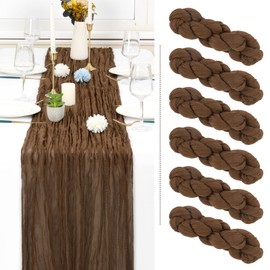 6 Pack Brown Cheesecloth Table Runner Gauze Table Runner 10FT Long Semi-Sheer Table Runner Boho or Rustic Wedding Table Decor for Wedding Decor Arch Draping Bridal Shower Holiday Party