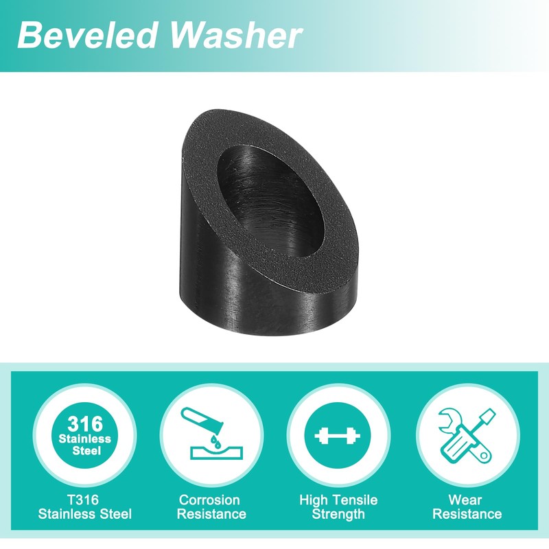 uxcell 10 Pcs 3/8" 37 Degree Angle Beveled Washer, T316