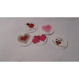 Unbranded Pre Cut One Inch Bottle Cap Images Love Bug Hearts Lady Bug Free Shipping - photo, 25 images
