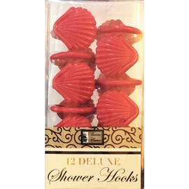 Better Home 12 Sea Shell Deluxe Shower Hooks S Shaped Fun Design Curtain Rings (Burgundy Red)