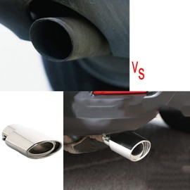 Stainless Steel Car Exhaust Tip, 2.5 Inch to 3.3 Inch Universal Straight Type Car Exhaust Modification Tailpipe Throat Tailpipe, Steel Exhaust Tips Chrome-Plated Tailpipe (Silver)