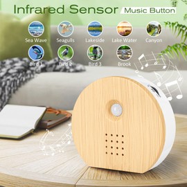 Acemall Bird Chirping Motion Sensor Box, Bird Chirping Bird Chirp, Natural Sounds Box with Timer, 9 Bird Singing, Stream Whispers & Forest Source for Toilet, Spa (Light Wooden Strips)
