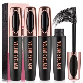 3 PCS 4D 실크 섬유 래쉬 마스카라 워터프루프 속눈썹 연장 두꺼운 볼륨 번짐 방지 오래 지속되는 드라마틱 3 PCS 4D Silk Fiber Lash Mascara Waterproof Extra Long Lasting Volume Dramatic No Smudge