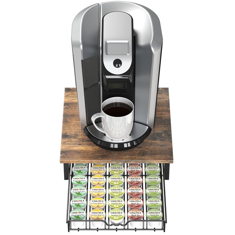 DecoBrothers K-Cup Holder Drawer for 30 Coffee Pods Storage, Rustic