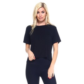 YELETE Women's Athleisure Yoga Activewear Sports Knit Top (Black, Large)