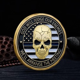 St. Michael Law Enforcement Skull Challenge Coin Police Officer Gift Prayer Coin for Gift
