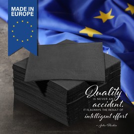 Black Beverage Napkins, 2-Ply Disposable Paper Napkins-Bar, Cocktail, Weddings, Birthday, EU Made, (300 Count)