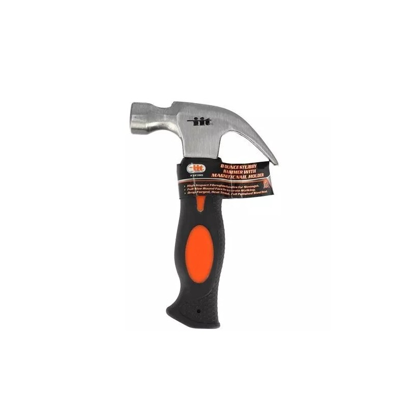IIT 8oz Stubby Claw Hammer with Magnetic Nail Holder Steel