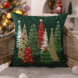DFXSZ Christmas Pillow Covers 20x20 Inch Set of 2 Christmas Tree Decorative Green Throw Pillows Winter Christmas Decor for Home Couch TH-50B20