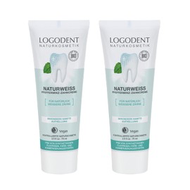 Logona Natural White Brush, 2.5 fl oz (75 ml) x 2 (For White Glowing Teeth), Set of 2