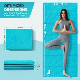 GymCope Foldable Yoga Mat for Home Workout & Travel, 4mm/2mm Thick Travel Yoga Mat with Storage Bag, Exercise Mat for Women & Men, Non-Slip Workout Mat for Home Gym, Pilates, Fitness, 68"L x 24"W
