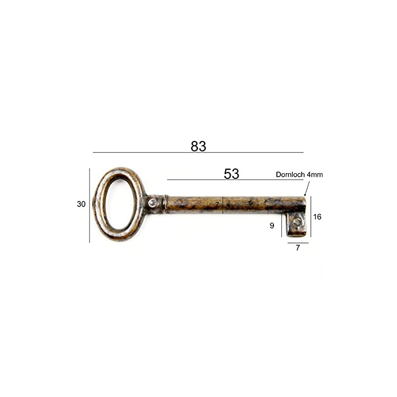 Patina 3004/53.01 Furniture Key Antique Style Furniture Bronzed Replacement Key