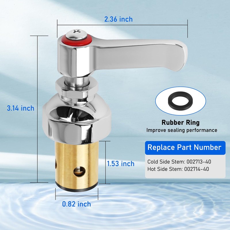 Handle Stem Assembly Hot & Cold Fits for T&S Brass