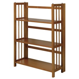 Casual Home 3-Shelf 27.5" Wide Folding Stackable Bookcase, Chestnut (New)