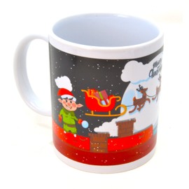 300 ml Frohe Weihnachten. Weihnachtsmann-Schlitten. Kaffeetasse Teetasse Weihnachtsmann Geburt Szene Geschenk für Eltern Rentier, Kobolde, Weihnachten. xmas