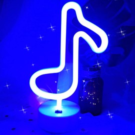 VIFULIN Musical Note Lights LED Light Music Note Neon Light Sign Music Note Lights Music Note Night Light with Stand USB/Battery Power Led Neon Lights for Bedroom Blue Neon Signs for Decor(Blue)