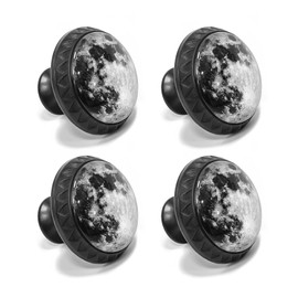 Artinhand 4 Pack Moon Kitchen Cabinet Knobs Round Drawer Pulls Black Dresser Cupboard Door Handles