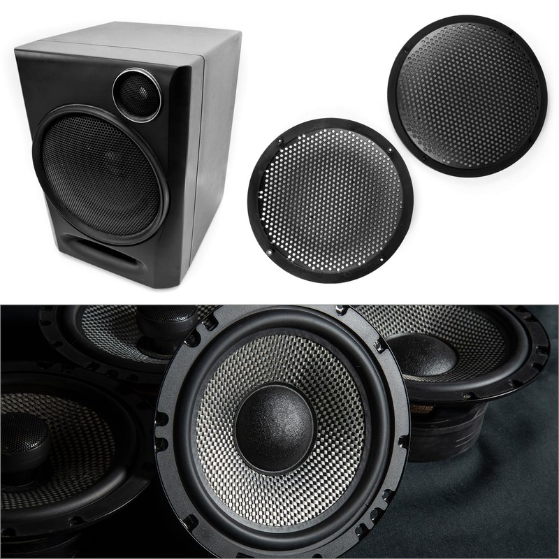QWORK 4-Pack 8'' Black Plastic Audio Speaker Cover, Durable Subwoofer