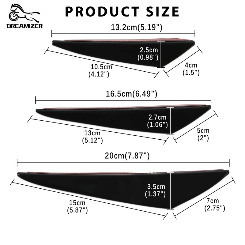 DREAMIZER 6pcs Black Car Front Bumper, Universal Rubber Car Bumper