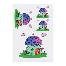4 x 'Fairy Cottage' Temporary Tattoos - Water Resistant, Skin-Safe, Non-Toxic Transfers, Mixed Sizes (TO00083954)