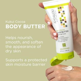 Andalou Naturals Manteca corporal, crema corporal nutritiva de cacao Kukui, 8 onzas, manteca de karit, manteca de cacao y aceite de argn para piel... 