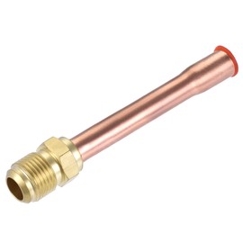 uxcell Brass Pipe Fitting, 3/8 SAE Flare Connector Male Thread Adapter with Copper Tube for Air Conditioner HVAC System, Pack of 2