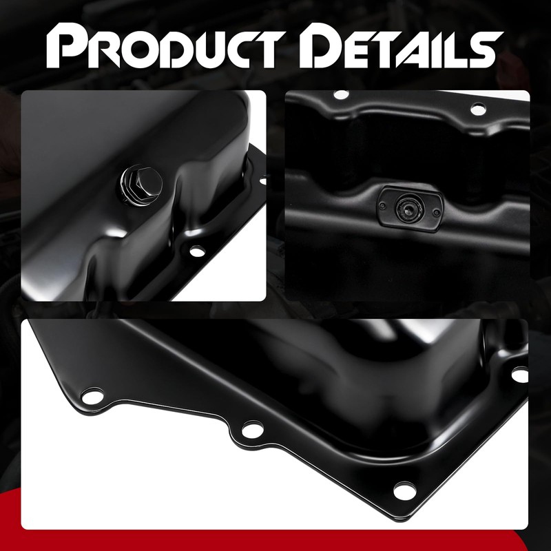 Transmission Oil Pan with Drain Plug & Gasket, Compatible with