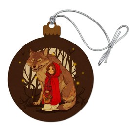 GRAPHICS & MORE Little Red Riding Hood with Wolf in Woods Wood Christmas Tree Holiday Ornament
