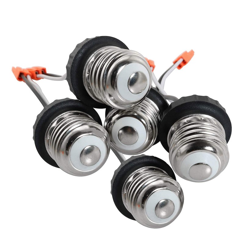 Longdex E26 Medium Socket Adapter 5Pairs Male Screw In Light