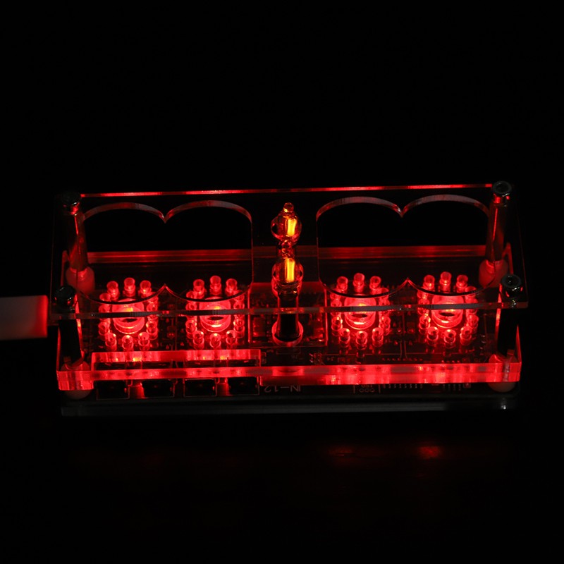 IN‑12 LED Tube Clock 4‑Bit Seven‑Color RGB LED Digital Nixie
