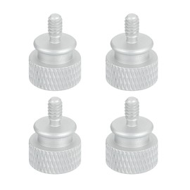 sourcing map 4Pcs #6-32 UNC Aluminum Thumb Screws, 12x16mm(ODxH) Computer Case Thumb Screws for PC Side Panel Motherboard Mounting Screw, White