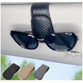 CHOSMOYI Magnetic Leather Sunglass Holder for Car, Sunglasses Clip for Car Visor, Auto Interior Accessories Universal for Different Size Eyeglasses (Carbon Fiber)
