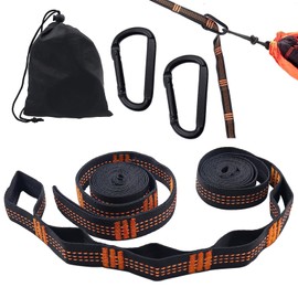 CONNECTION Pack of 2 Hammock Attachment 2 m x 2.5 cm Rope for Hammock 300 kg Hammock Suspension Straps with 2 Hook Carabiners for Hanging Chair Camping Outdoor Hiking Swing Hammock Accessories