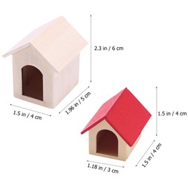 OATIPHO 2pcs Mini Dog Kennel Cat House Wooden Pet House Miniature House Kit Miniature Dog Kennel Wooden Birdcage Mini House Kit Toy Dog Carrier Miniature Wooden House Model Tiny House Kit