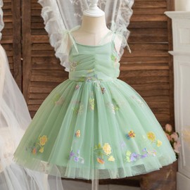 TTYAOVO Toddler Baby Dress Embroidery Tulle Dresses Size 3Y(3 Years, 2120 Green)