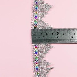 Length15 Yards，Width4cm/1.97Inch, Silver Sequin lace Trim Craft Ribbon Decorated Gimp Trim for Wedding Bridal, Performance Costumes or Jewelry, Crafts and Sewing （ Silver Sequin）