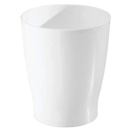 InterDesign iDesign Franklin Compact Round White Trash Can for Home Office Bathroom Kitchen