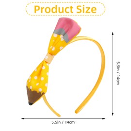 AIBFRID Back to School Headband for Girls, Yellow Pencil Hairband Teacher Supplies Hair Band Cute Non Slip Hair Accessories for Student Children Gift